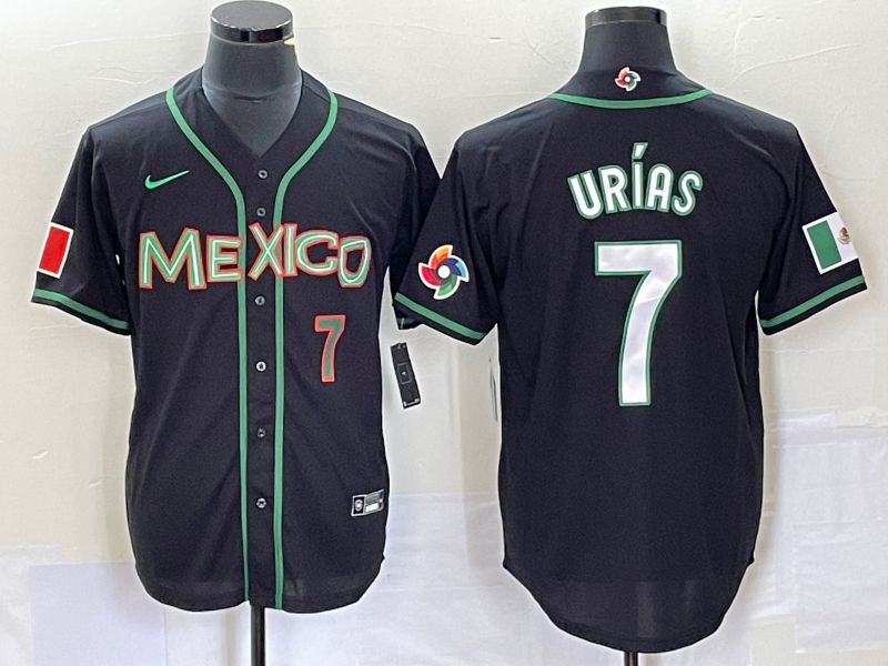 Men 2023 World Cub Mexico #7 Urias Black white Nike MLB Jersey23